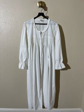 The White Cotton Gown by Artisan White Long Button-Up Nightgown Dress